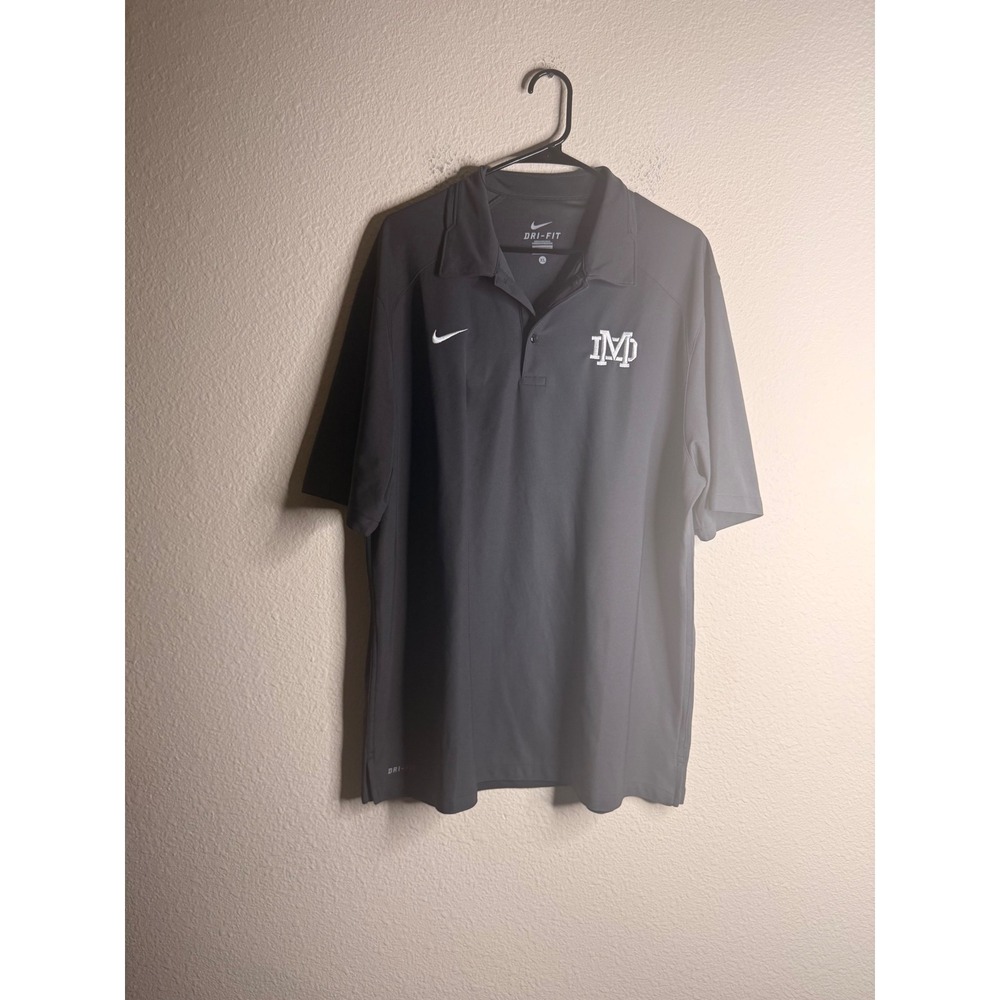Nike Dri-Fit Men XL Charcoal Gray Interlocking IM Team Athletics Golf Polo Shirt